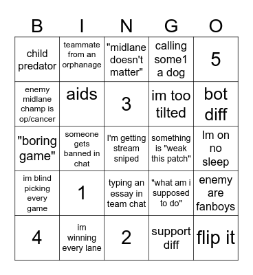 tarzaned bingo Card