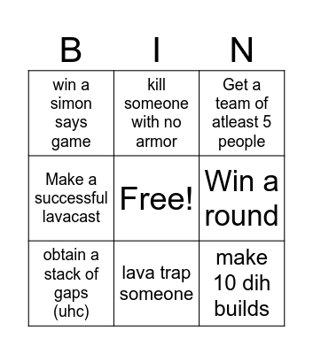Minecraft race Bingo Card