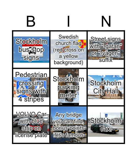 🇸🇪 Bingo Card