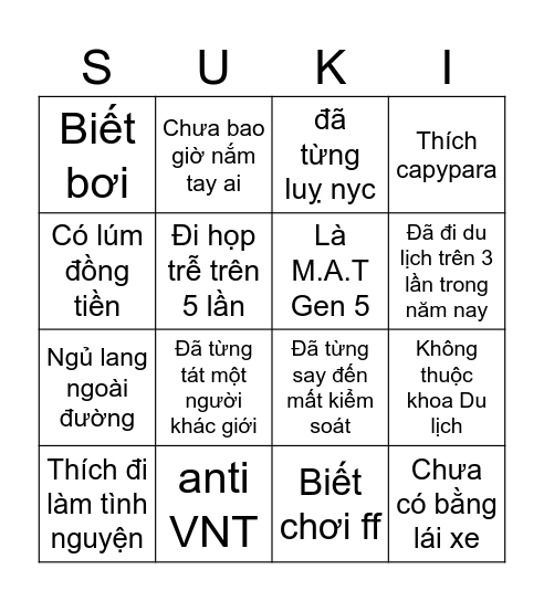 HUMAN BINGO Card