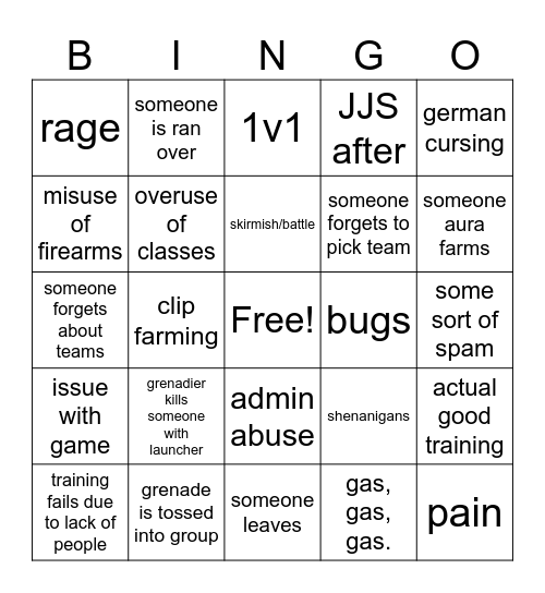 TGE bingo x2 Bingo Card