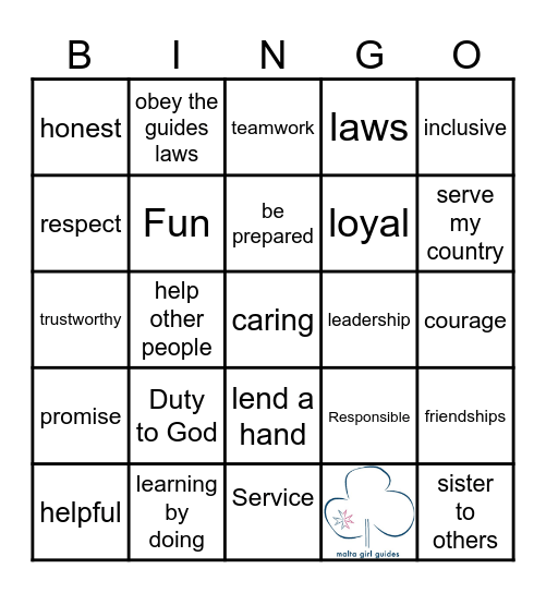 My Guiding Journey Bingo Card