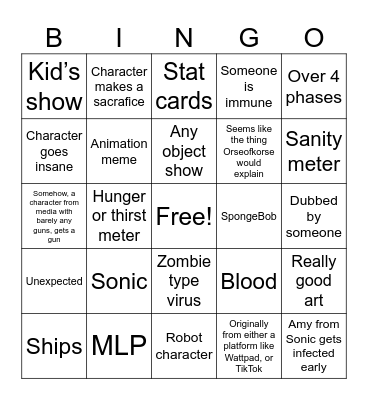 Infection AUs Bingo Card