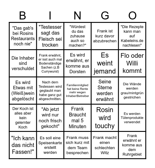 Daddy Rosin Bingo Card