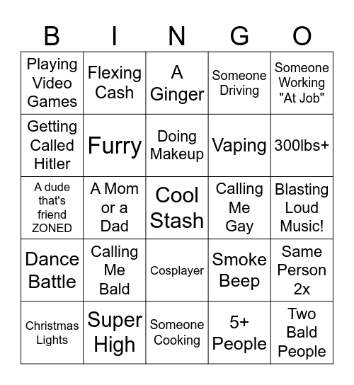 Extreme Omegle Bingo Card