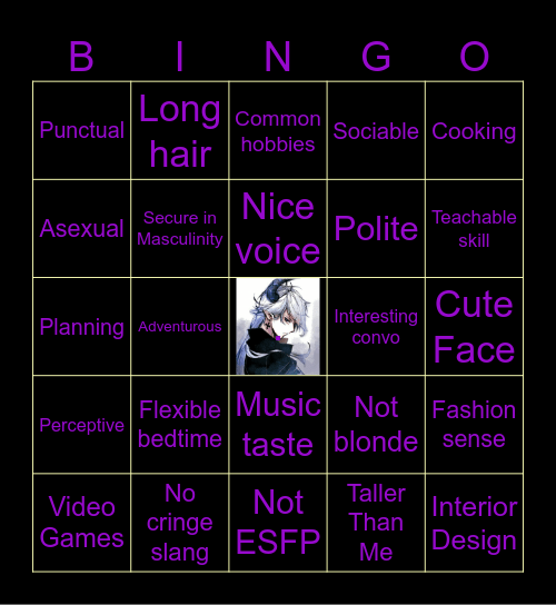Bishounen Bingo Card