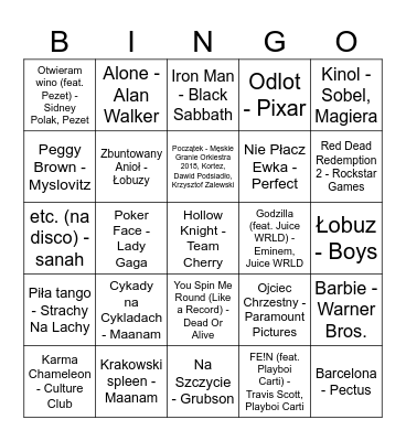 JakaToMelodia Bingo Card