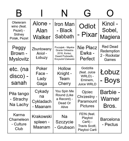 JakaToMelodia Bingo Card