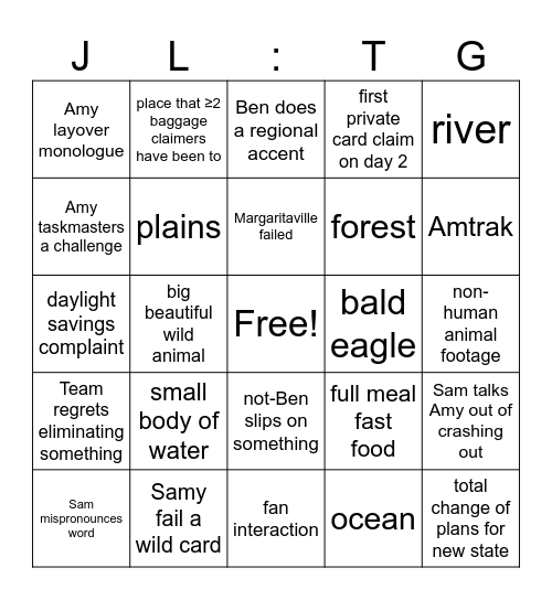 JLTG S18 Stateside Scramble Bingo Card