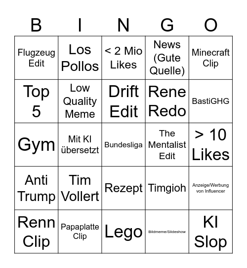 Insta Bingo Card