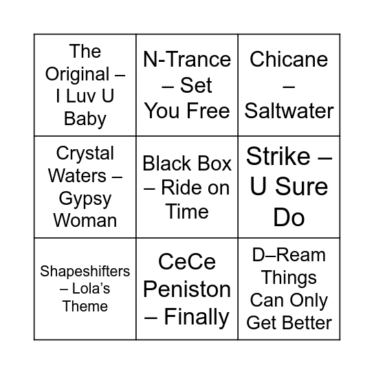 Ibiza Classics Bingo Card