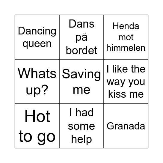 Skolestart! Bingo Card