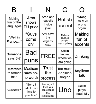 ScandaBABEia Bingo Card