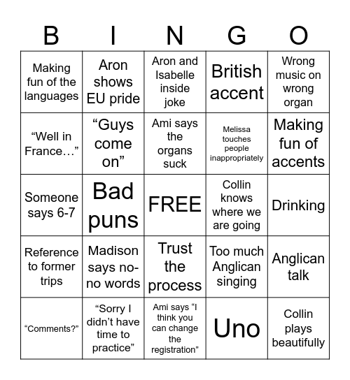 ScandaBABEia Bingo Card
