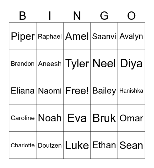 Who's Name is it?  Bingo Card