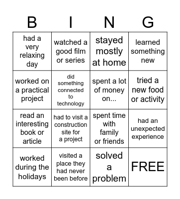 Find someone who ... Bingo Card