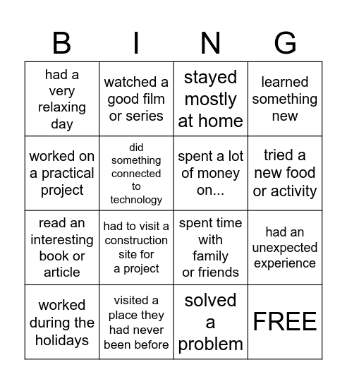Find someone who ... Bingo Card