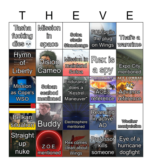 Ace Combat 8: Bingo of Theve test Bingo Card