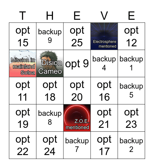 Ace Combat 8: Bingo of Theve test Bingo Card