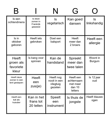 Kennismakingsbingo Card