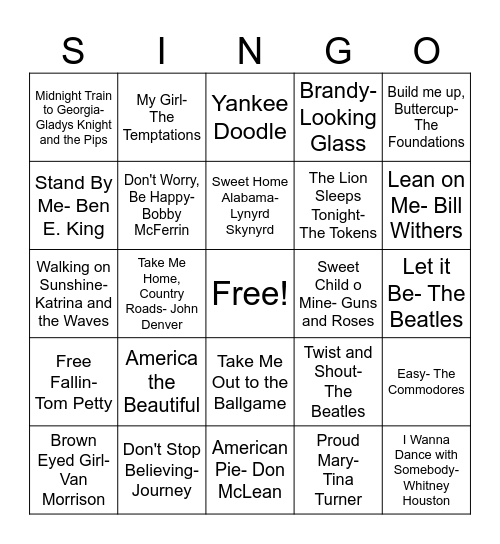 DVVH Community SINGO! Bingo Card