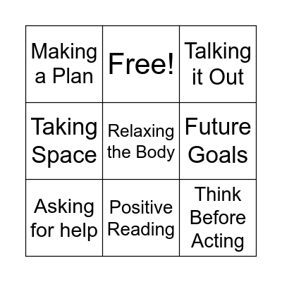 Emotions and Coping Skills Bingo Card