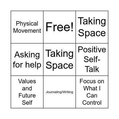 Emotions and Coping Skills Bingo Card