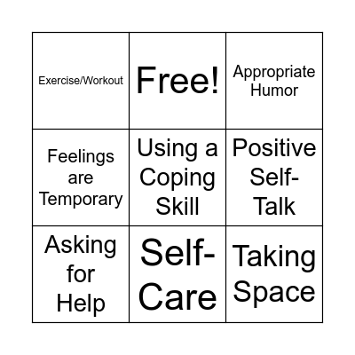 Emotions and Coping Skills Bingo Card