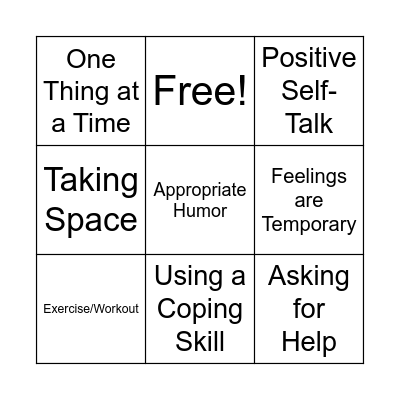 Emotions and Coping Skills Bingo Card