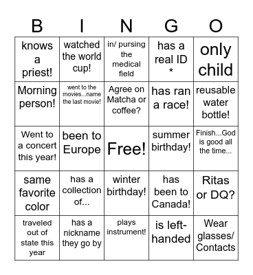 KFI M.E "Fan the Flame" Seminar Bingo Card