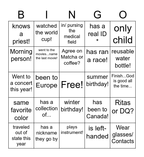KFI M.E "Fan the Flame" Seminar Bingo Card