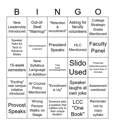 Dart Kickoff Bingo Card