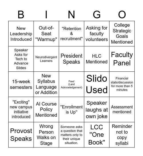 Dart Kickoff Bingo Card