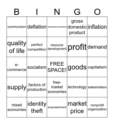 Business Bingo Card