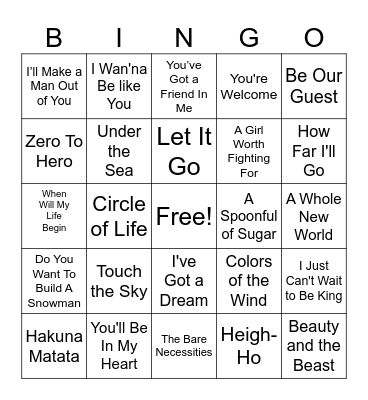 Music Bingo Card