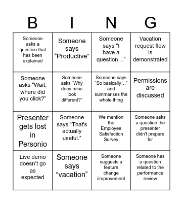 Personio Bingo Card