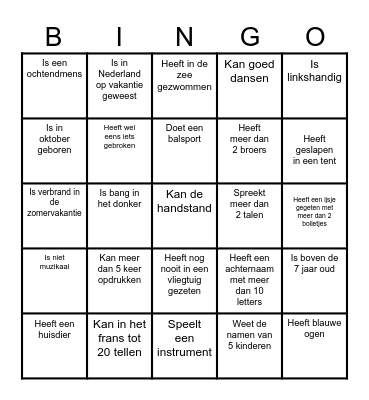 Kennismakingsbingo Card