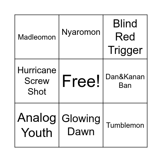 Restrictions Bingo Card