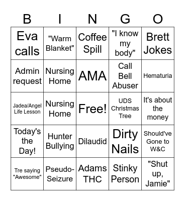 ER Bingo Card