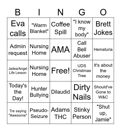 ER Bingo Card