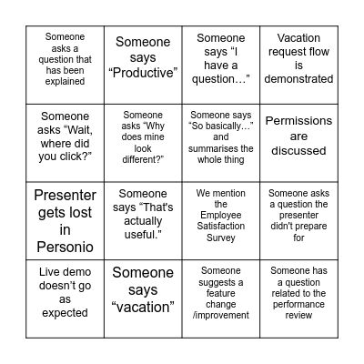 Personio Bingo Card
