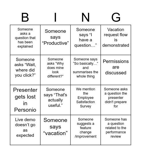 Personio Bingo Card