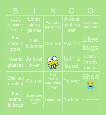 TAoHK&I Kinnies - Keroppi Bingo Card
