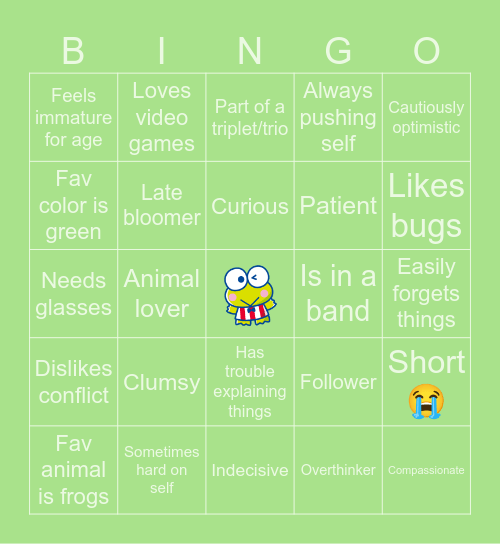 TAoHK&I Kinnies - Keroppi Bingo Card
