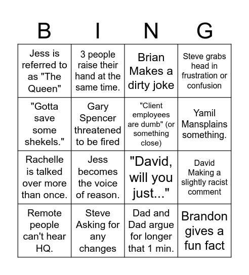 OPS BINGO Card