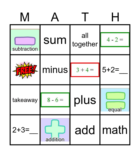 Math Connection Bingo Card