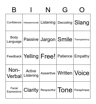 Communication Day 1 Bingo Card