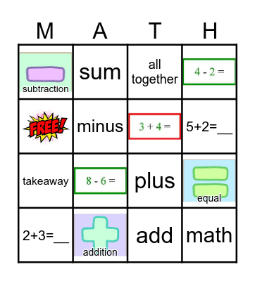 Math Connection Bingo Card