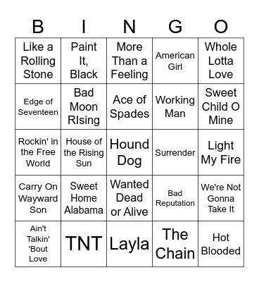 Music Singo #2 Bingo Card