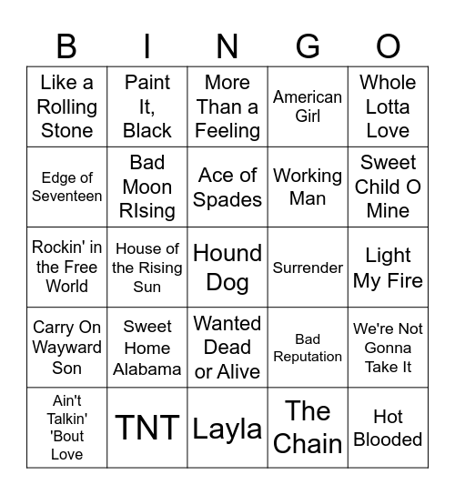 Music Singo #2 Bingo Card